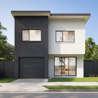 Lincoln plan, charcoal-and-white standalone with garage.